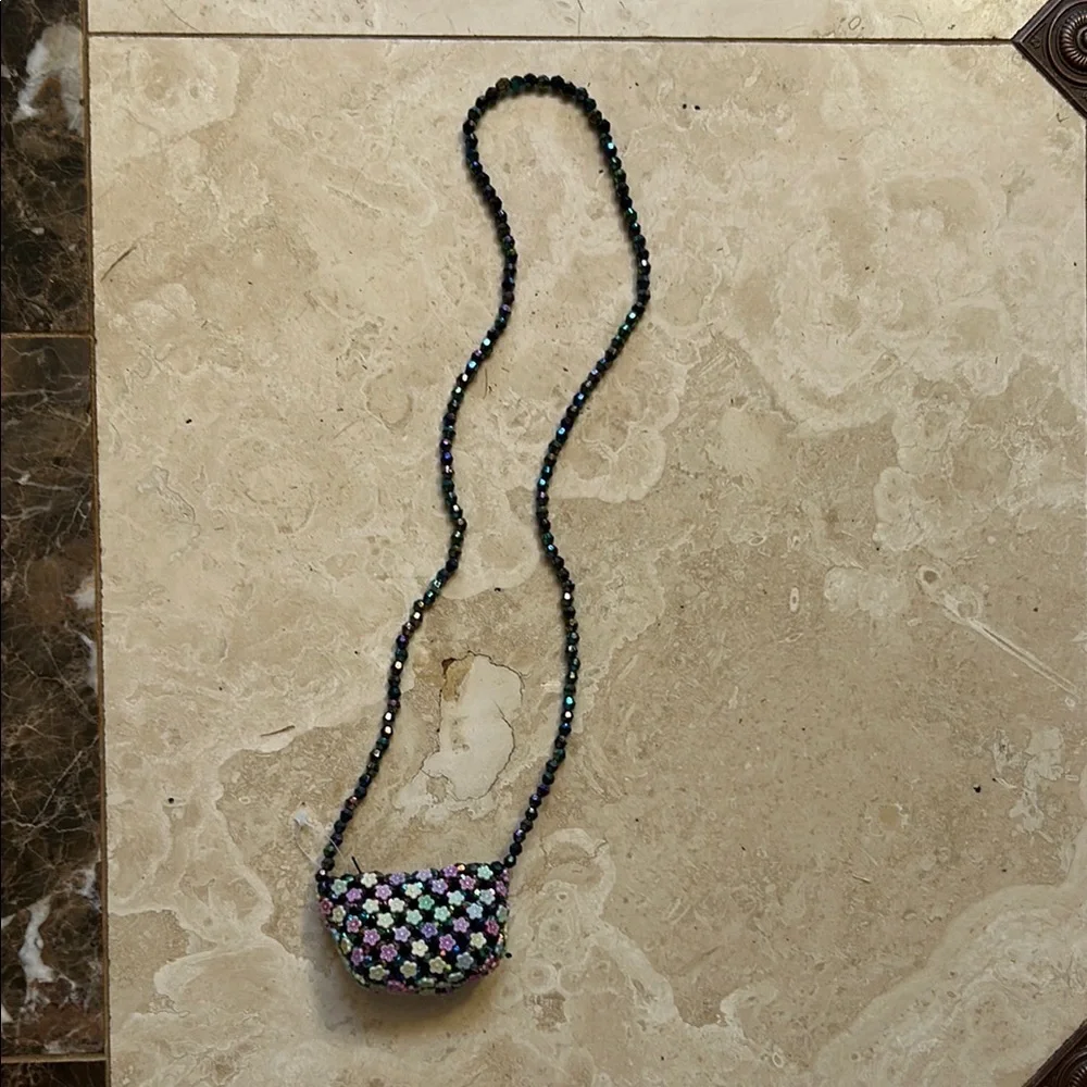 Beaded Crossbody coin purse with Multicolor Design